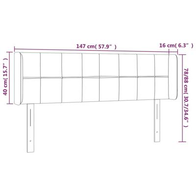 Hoofdbord met randen 163x16x78/88 cm fluweel zwart - thumbnail