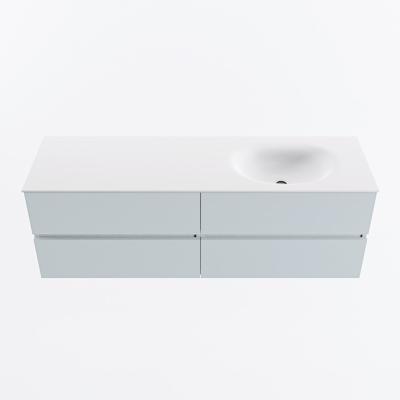 MONDIAZ VICA 150cm badmeubel onderkast Clay 4 lades. Wastafel MOON rechts 1 kraangat, kleur Talc.