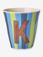 Gestreepte melamine beker LETTER K rice, medium 250 ml meerkleurig - thumbnail