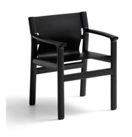 Kave Home Jan eetkamerstoel leder Zwart essenhout - thumbnail