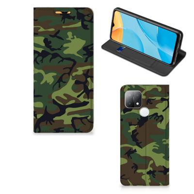 OPPO A15 | Hoesje met Magneet | Army Dark