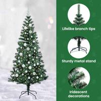 VidaXL Kunstmatig voorverlicht kerstboom groen 150 cm pvc en metaal - thumbnail