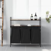 Wasmand 3 vakken met planken gerookt eikenkleurig - thumbnail