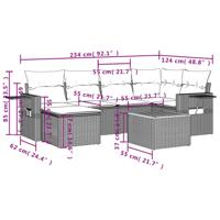 7-delige Loungeset met kussens poly rattan gemengd beige - thumbnail