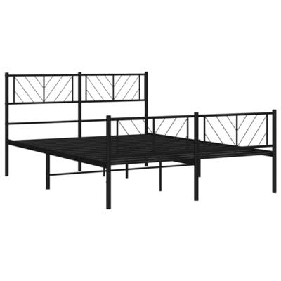 Bedframe met hoofd- en voeteneinde metaal zwart 135x190 cm