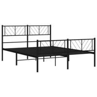 Bedframe met hoofd- en voeteneinde metaal zwart 135x190 cm - thumbnail