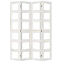 Kamerscherm met 4 panelen massief paulowniahout wit - thumbnail