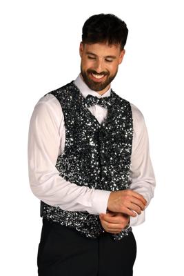 West End paillettenvest zilver heer West End paillettenvest zilver heer