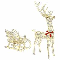 Rendier trek slede Warmwit 120 cm 55 cm PET - thumbnail