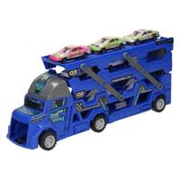 Lobbes Uitklapbare autotransporter met afschietfunctie - blauw - thumbnail