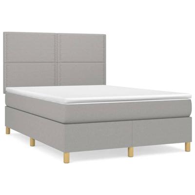 Boxspring met matras stof lichtgrijs 140x200 cm