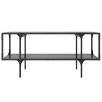 Salontafel met zwart glazen blad 98,5x50x45 cm staal - thumbnail