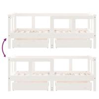 Kinderbedframe met lades 70x140 cm massief grenenhout wit - thumbnail