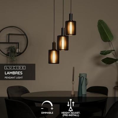 Lucide LAMBRES - Hanglamp - 3xE27 - Zwart