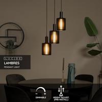 Lucide LAMBRES - Hanglamp - 3xE27 - Zwart - thumbnail