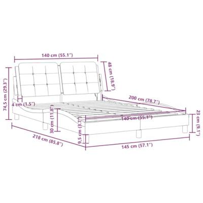 Bedframe met hoofdbord kunstleer zwart en wit 140x200 cm
