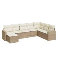 8-delige Loungeset met kussens poly rattan beige - thumbnail
