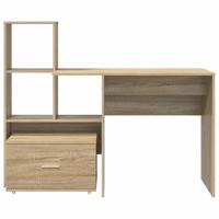 Bureau met lade Sonoma eiken 131,5 x 50 x 106,5 cm Bewerkt hout - thumbnail