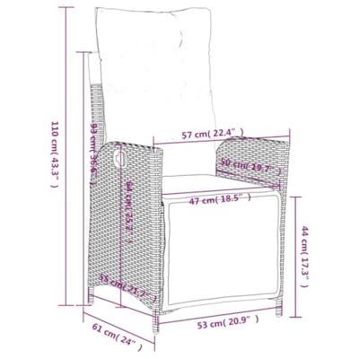 Tuinstoelen 2 st verstelbaar met voetensteun poly rattan bruin - thumbnail