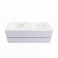 MONDIAZ VICA-DLUX 130cm badmeubel onderkast Cale 2 lades. Inbouw wastafel CLOUD dubbel 2 kraangaten, kleur Ostra. - thumbnail