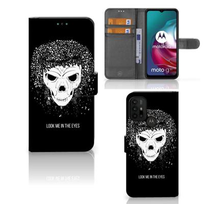 Telefoonhoesje met Naam Motorola Moto G10 | G20 | G30 Skull Hair | Portemonnee hoesje