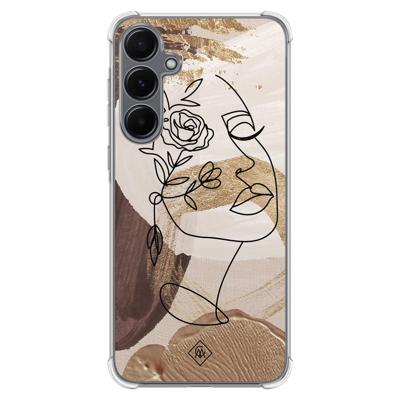Samsung Galaxy A55 shockproof hoesje - Abstract gezicht bruin Samsung Galaxy A55 shockproof hoesje - Abstract gezicht bruin