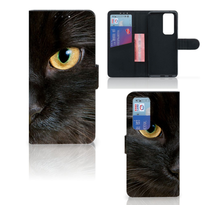 OPPO Find X3 Neo 5G | Telefoonhoesje | Met pasjeshouder | Zwarte Kat