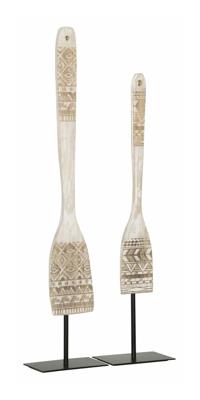MUST Living Decoratie 'Tribal Spoon' Teakhout, Set van 2 stuks, kleur Wit