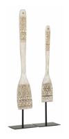 MUST Living Decoratie 'Tribal Spoon' Teakhout, Set van 2 stuks, kleur Wit - thumbnail