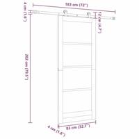 Schuifdeur met Hardware Set 83x202 cm Massief Vurenhout - thumbnail