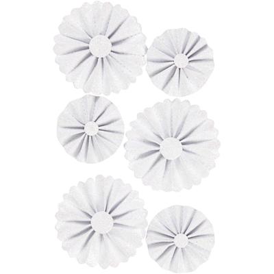 Vivi Gade Rosettes, d 35+50 mm, wit glitter, 6 stuk/ 1 doos