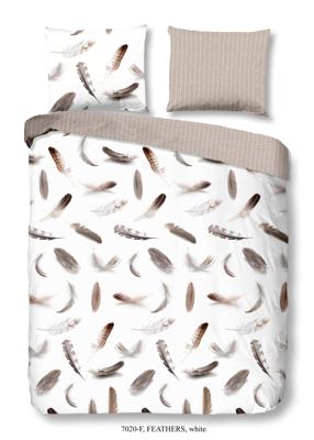 Good Morning Dekbedovertrek "veren" - Wit - (200x200/220 cm) - Katoen Flanel