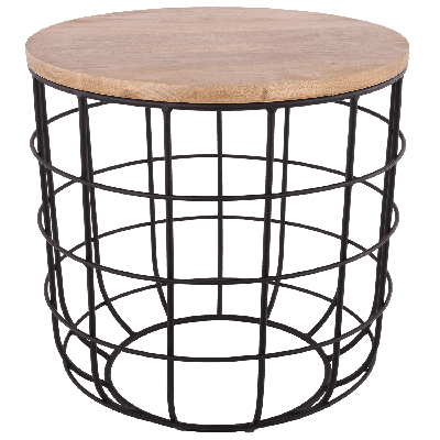 Bijzettafel Helsinki 29979 mat zwart + mangohout Bijzettafel Helsinki 29979 mat zwart + mangohout