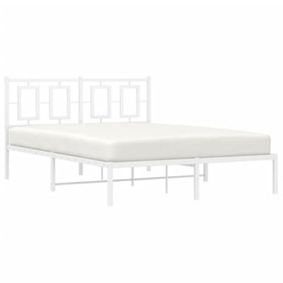 Bedframe met hoofdbord metaal wit 140x190 cm Bedframe met hoofdbord metaal wit 140x190 cm