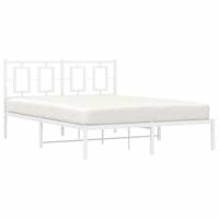 Bedframe met hoofdbord metaal wit 140x190 cm - thumbnail
