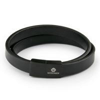 Monomen Men&apos;s Black Leather Black Clasp Bracelet MM10787 - thumbnail