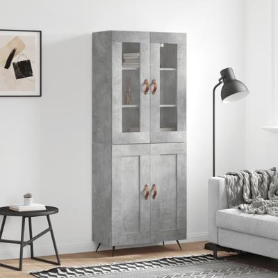 Hoge kast 69,5x34x180 cm bewerkt hout betongrijs
