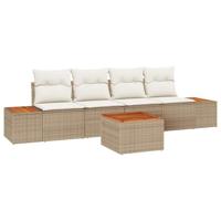 Tuinbankenset met kussen 5 pcs Beige Poly riet - thumbnail