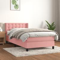 Boxspring met matras fluweel roze 90x190 cm - thumbnail