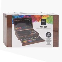 Schilder- en Tekenset in Houten Koffer, 112dlg. - thumbnail