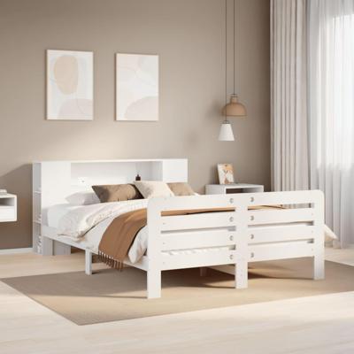 Bedframe zonder matras massief grenenhout wit 150x200 cm
