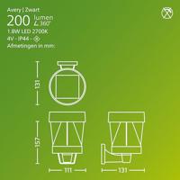 Philips LED Avery 929004658901 Wandlamp op zonne-energie met bewegingsmelder LED 1.8 W Zwart - thumbnail