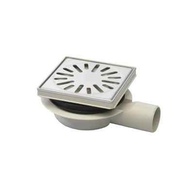 Doucheput Aquaberg ABS Vloerput ABS Opzetstuk RVS Sierrand Zijuitlaat 50 mm Verstelbaar 146x146 mm PPC Reukafsluiter Aquaberg