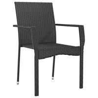 Tuinstoelen 2 st met kussens poly rattan zwart - thumbnail