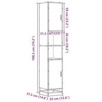 Badkamerkast 35x37,5x188,5 cm hout en metaal gerookt eikenkleur - thumbnail