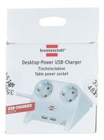 Brennenstuhl Desktop-Power USB-charger 2 USB-laadaansluiting 2100mA 2-voudig wit gepolijst 1,8m H05VV-F 3G1,5 - 1153520222 - thumbnail