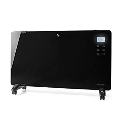 Nedis htpl20fbk glazen paneel convectorkachel thermostaat lcd-scherm 2 warmtestanden staand / wandmontage 2000 w zwart