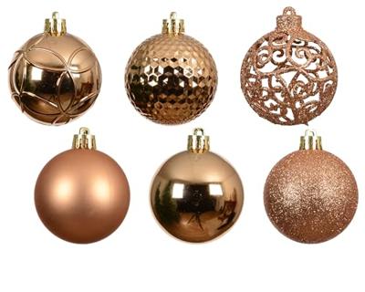 Kerstballen kunststof d6 cm brandy 37 st Decoris - Decoris