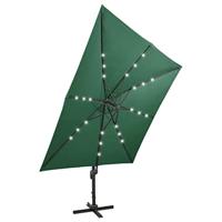VidaXL Zweefparasol met paal en led-verlichting 300 cm groen - thumbnail
