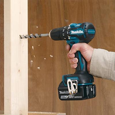 Makita dhp487rtj 18v klopboor-/schroefmachine koolborstelloos 5,0 ah accu (2 st), snellader, mbox